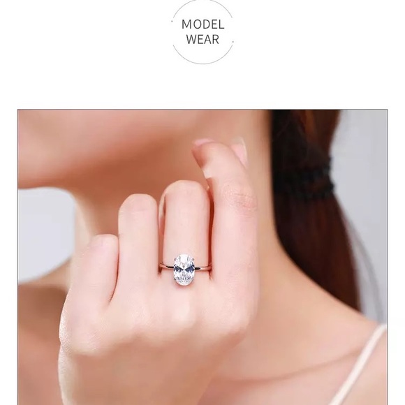 3Ct OVAL VVS Cut 4 Prong Setting Solitaire 925 Ring - Picture 11 of 16